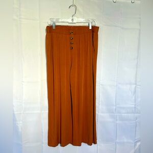 Amber Blue Burnt Orange Crop Pants with Buttons - Size XL